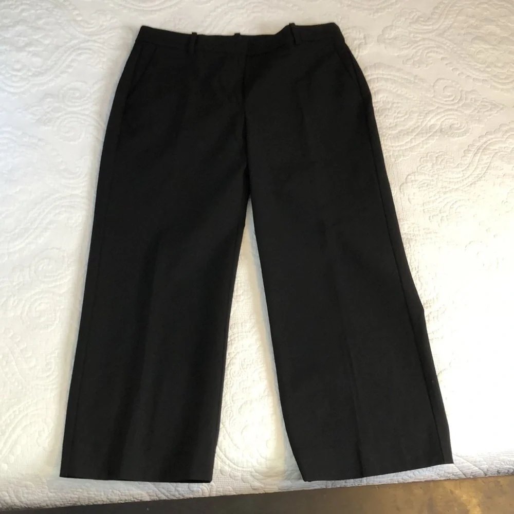 J.CREW KRISTYN Black Pants Wide Leg Cropped Pocket Size 10